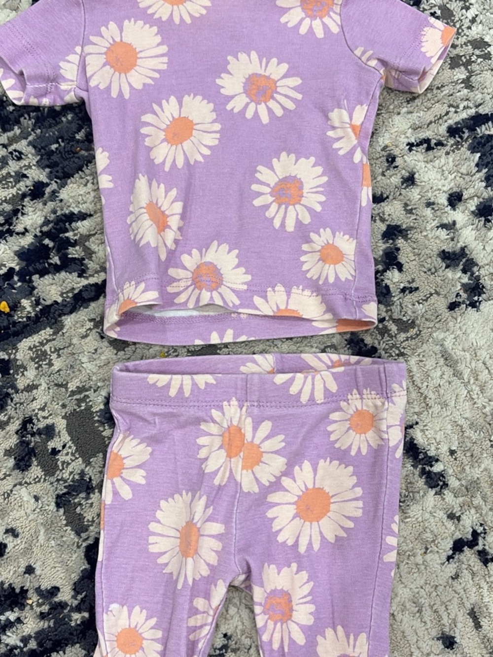 George Lavender Daisy Pajama Set with Orange-Centered Flowers